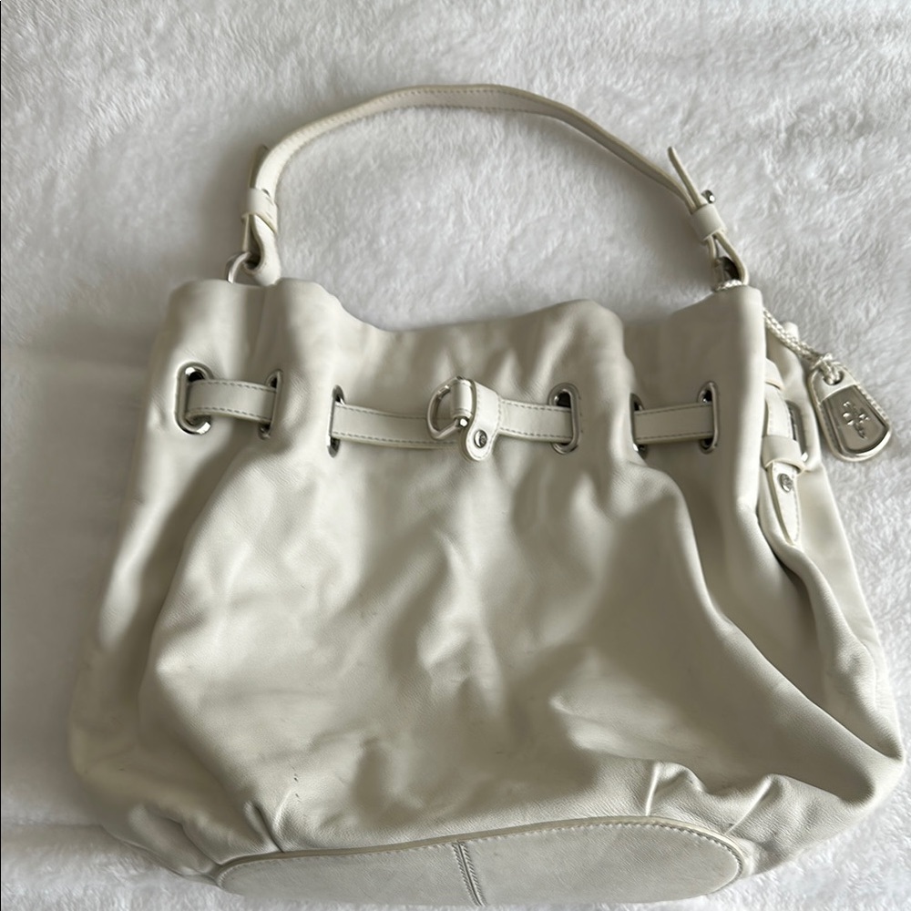 Cole Haan White Leather Slouchy Shoulder Bag